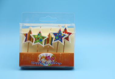 Bunte Malerei-sternförmiger Geburtstag leuchtet langes brennendes Paraffin-Material durch