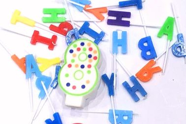 Number Shape Cute Candles For Birthday Cakes , Colorful Paraffin Little Dots Candles