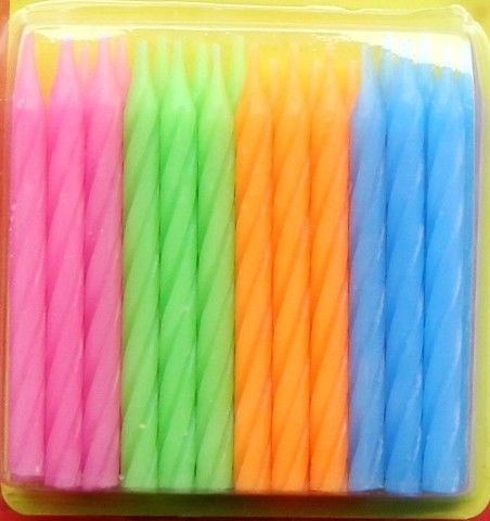 Eco Friendly 24Pcs Simple Swirl Birthday Candles With 4 Colors 12pcs Flower Holder