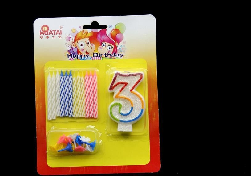 Tearless Colorful Spiral Birthday Candles Sets With Flower Holder And Number Candle
